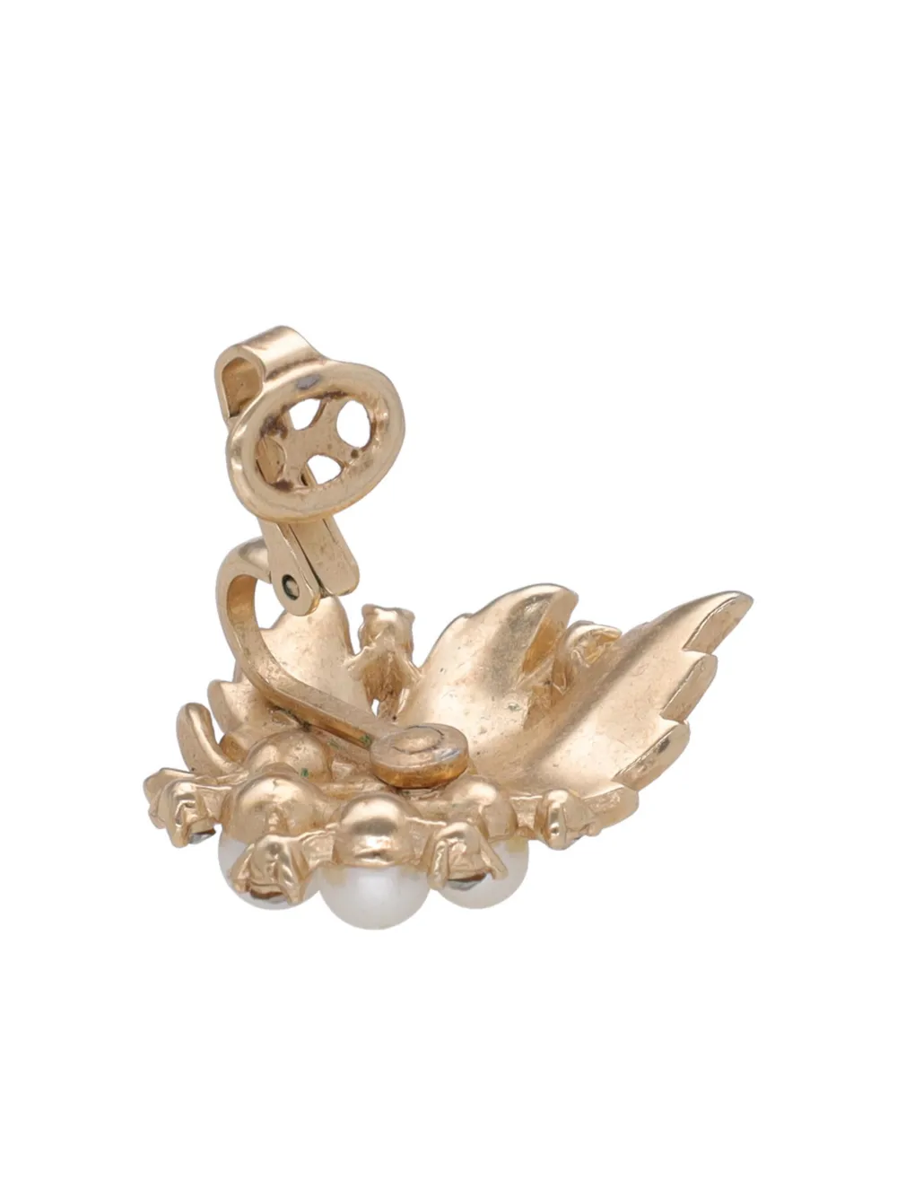 Trifari Leaf Faux-pearl Earrings In Brown