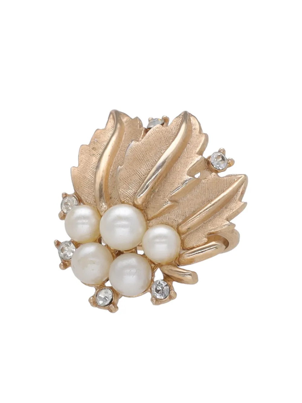 Trifari Leaf Faux-pearl Earrings In Brown