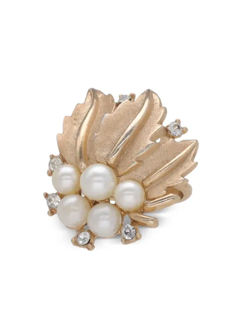 Trifari leaf faux-pearl earrings