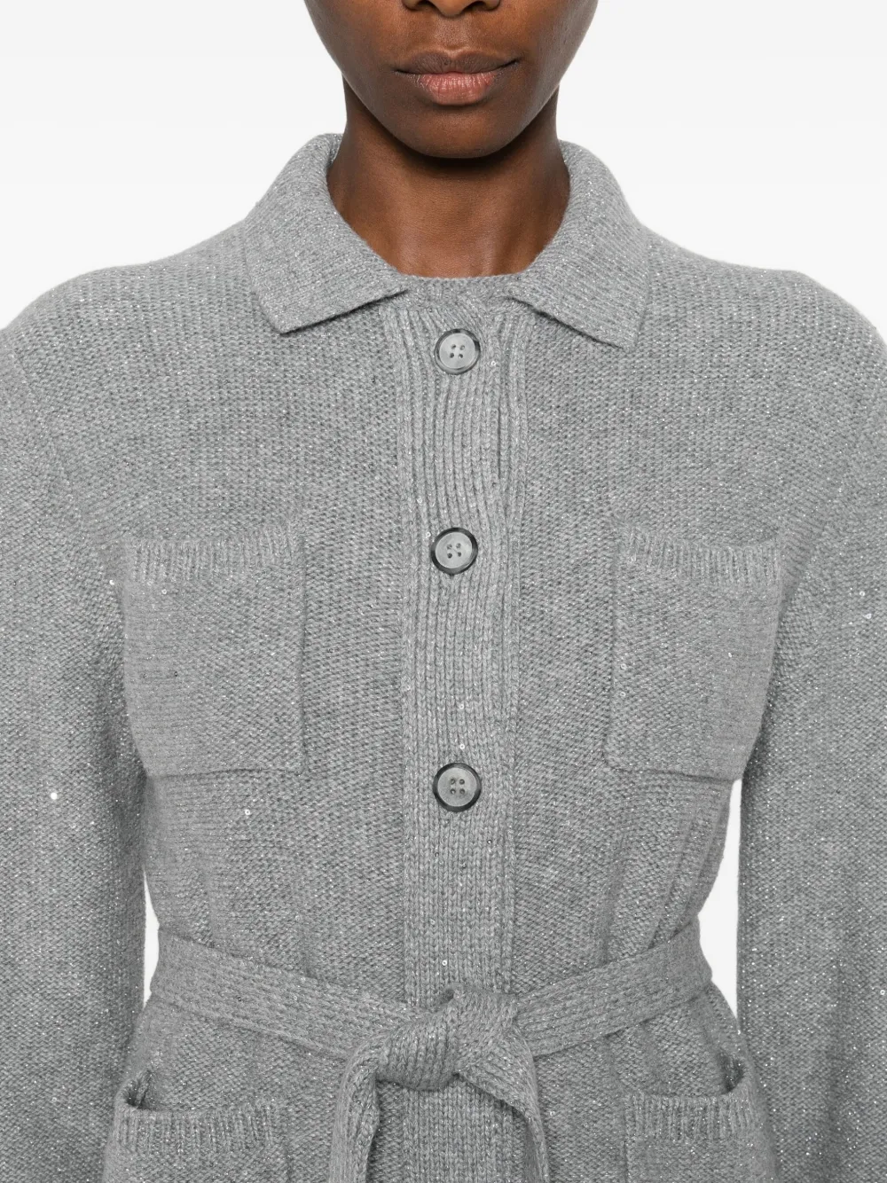 Gran Sasso Vest met ceintuur en knoopsluiting Grijs