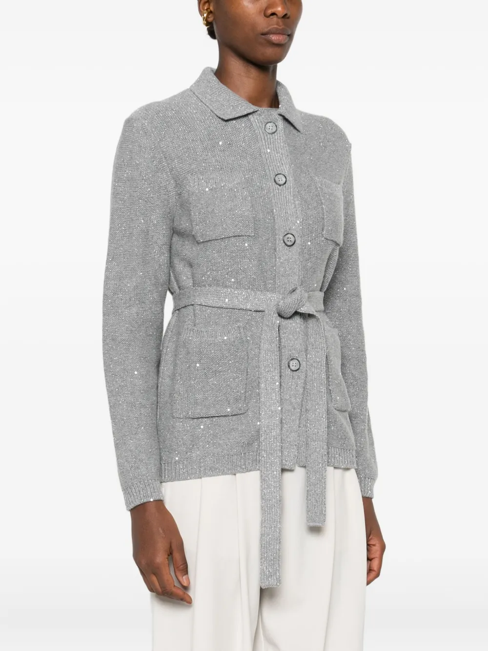 Gran Sasso Vest met ceintuur en knoopsluiting Grijs