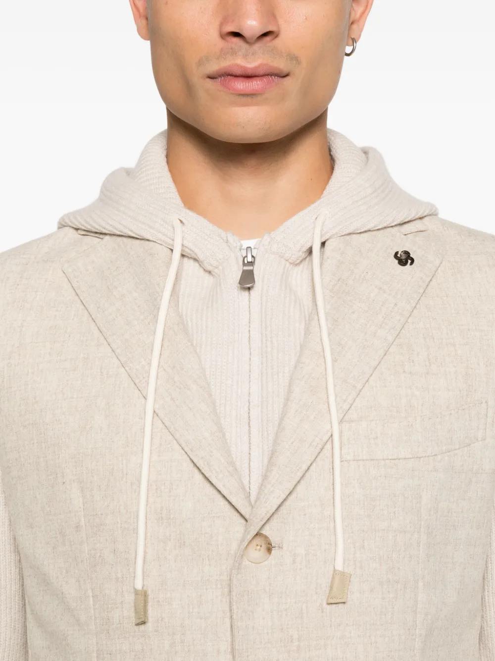 Gran Sasso Blazer met capuchon en vlakken Beige