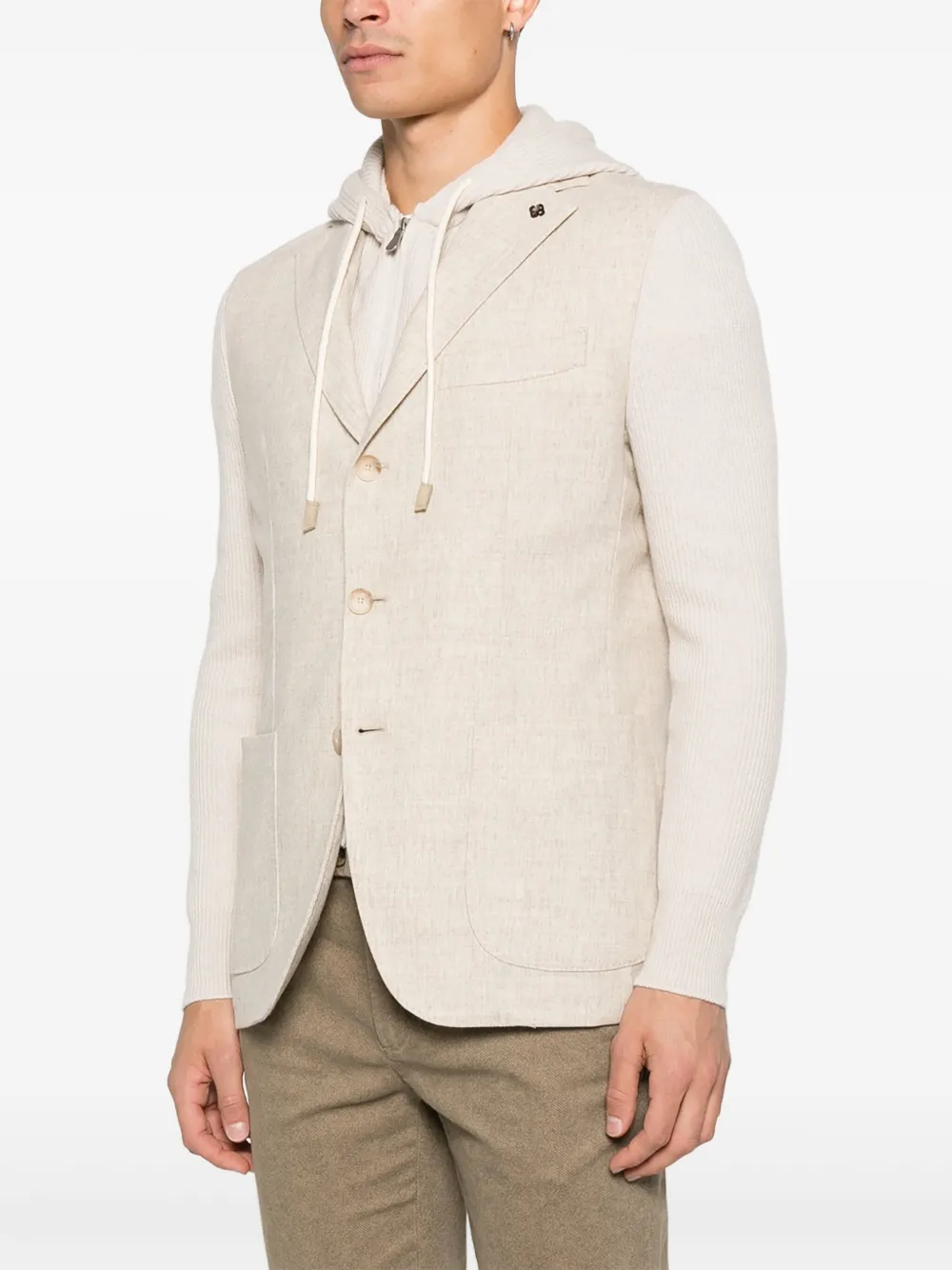Gran Sasso Blazer met capuchon en vlakken Beige