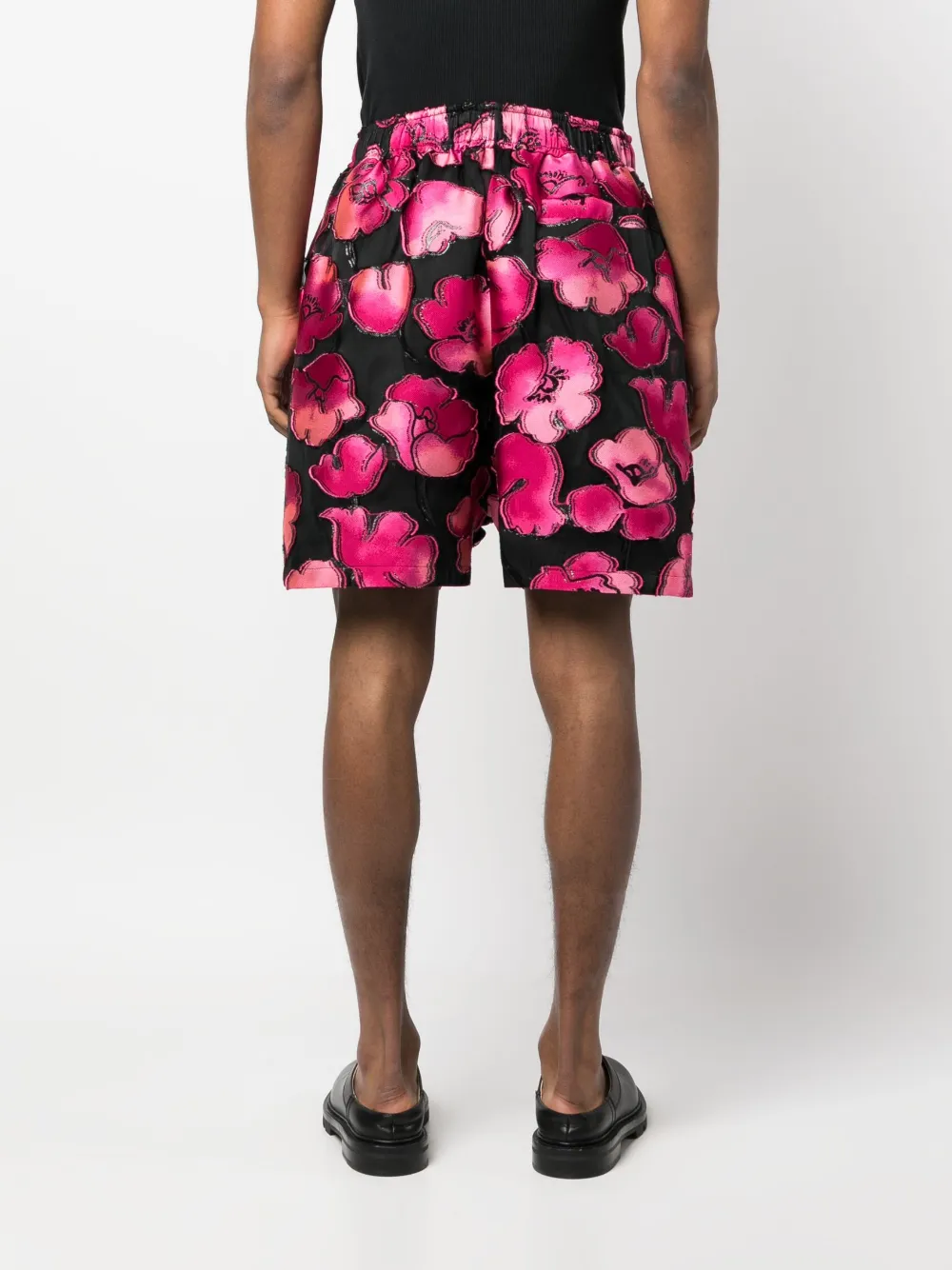 4SDESIGNS Baggy shorts met bloemenprint Zwart