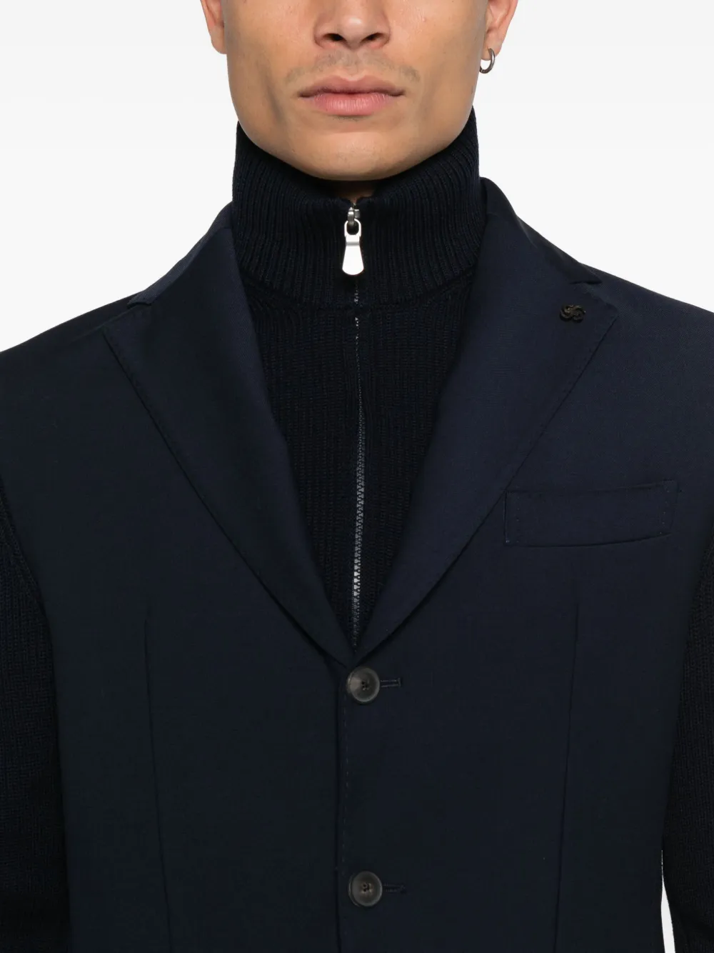 Gran Sasso x Casa Frumoasa blazer met gebreide mouwen en zak Blauw