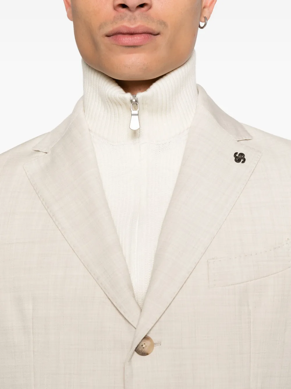 Gran Sasso Blazer met zak en knoop Beige