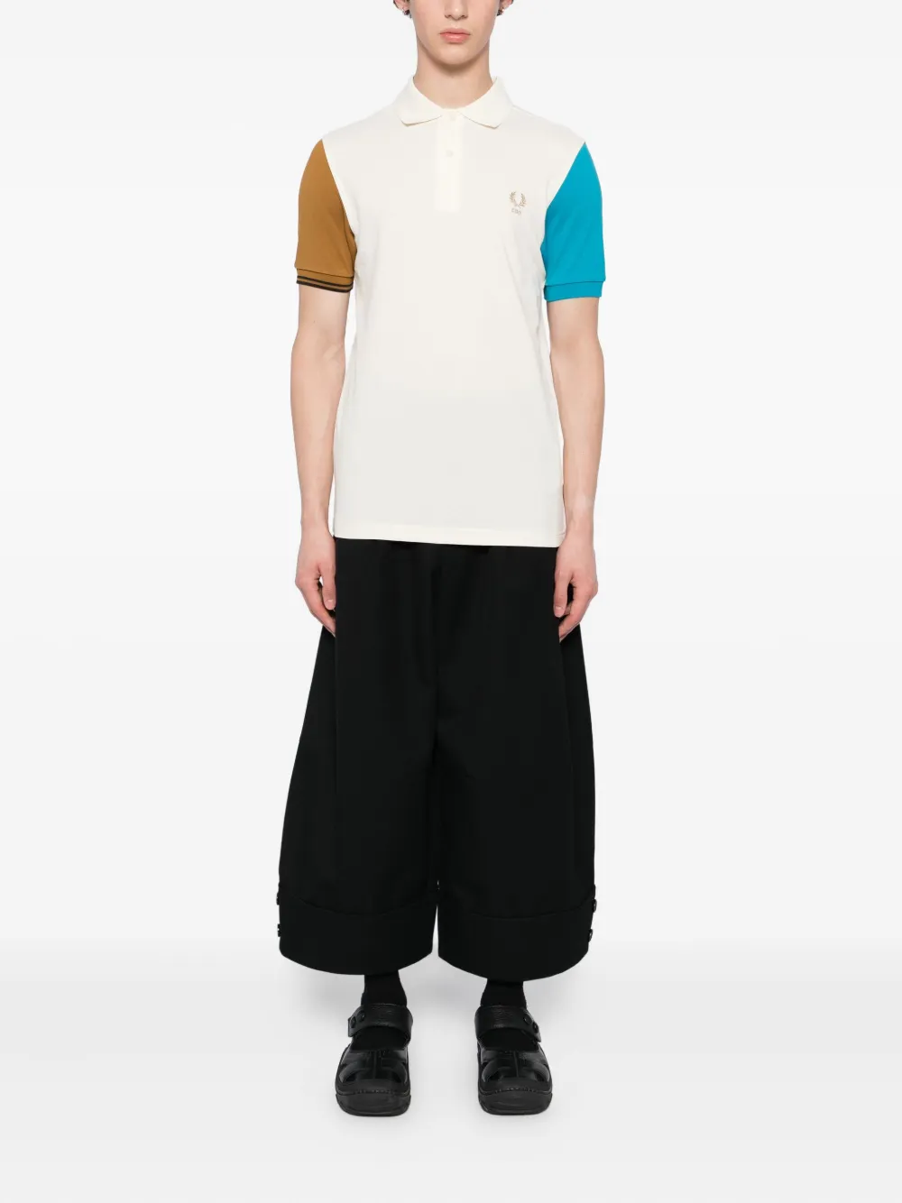 Comme Des Garçons Shirt x Fred Perry colour-block short-sleeve polo shirt - Blauw