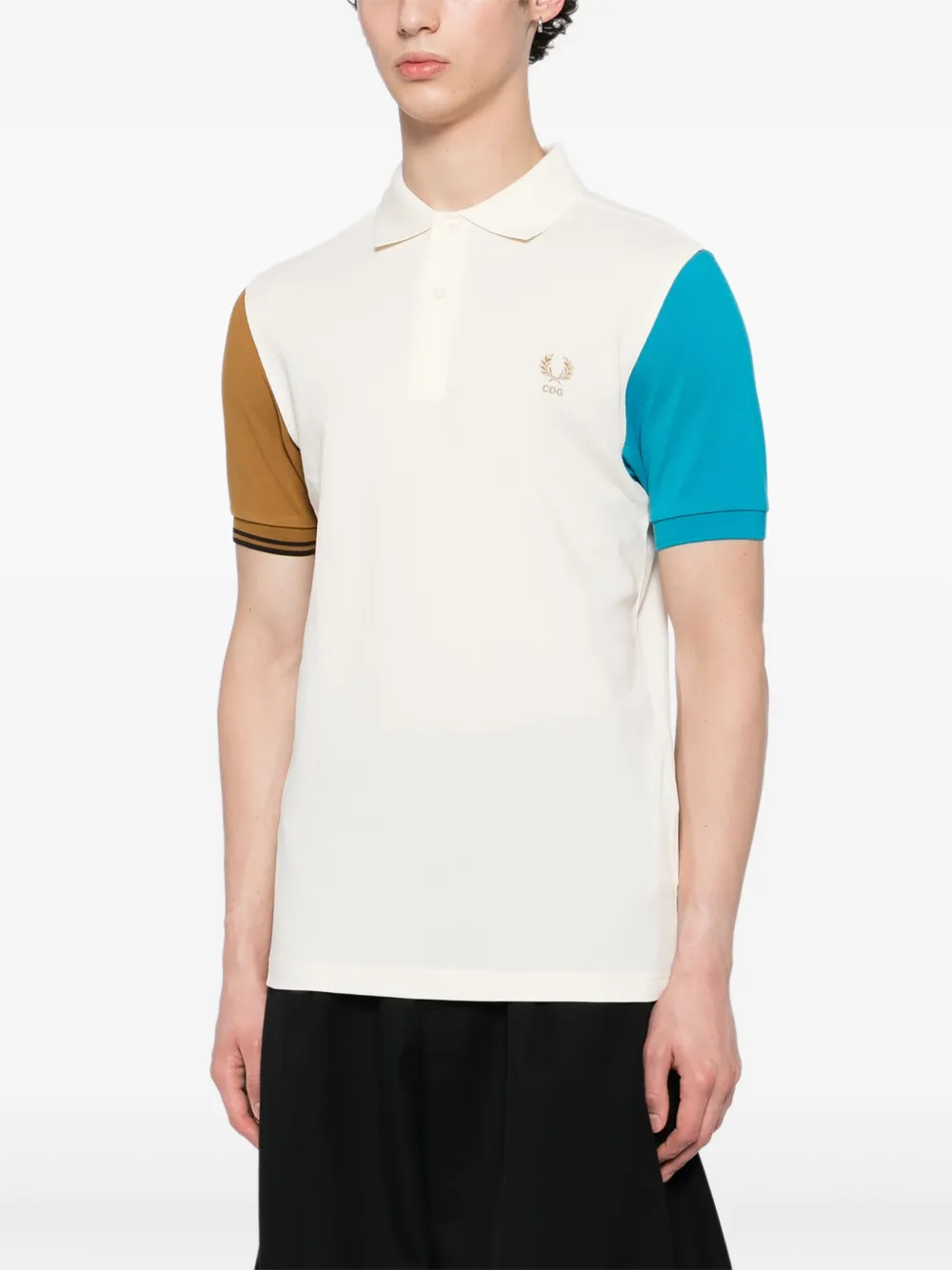 Comme Des Garçons Shirt x Fred Perry poloshirt met colourblocking en korte mouwen Blauw