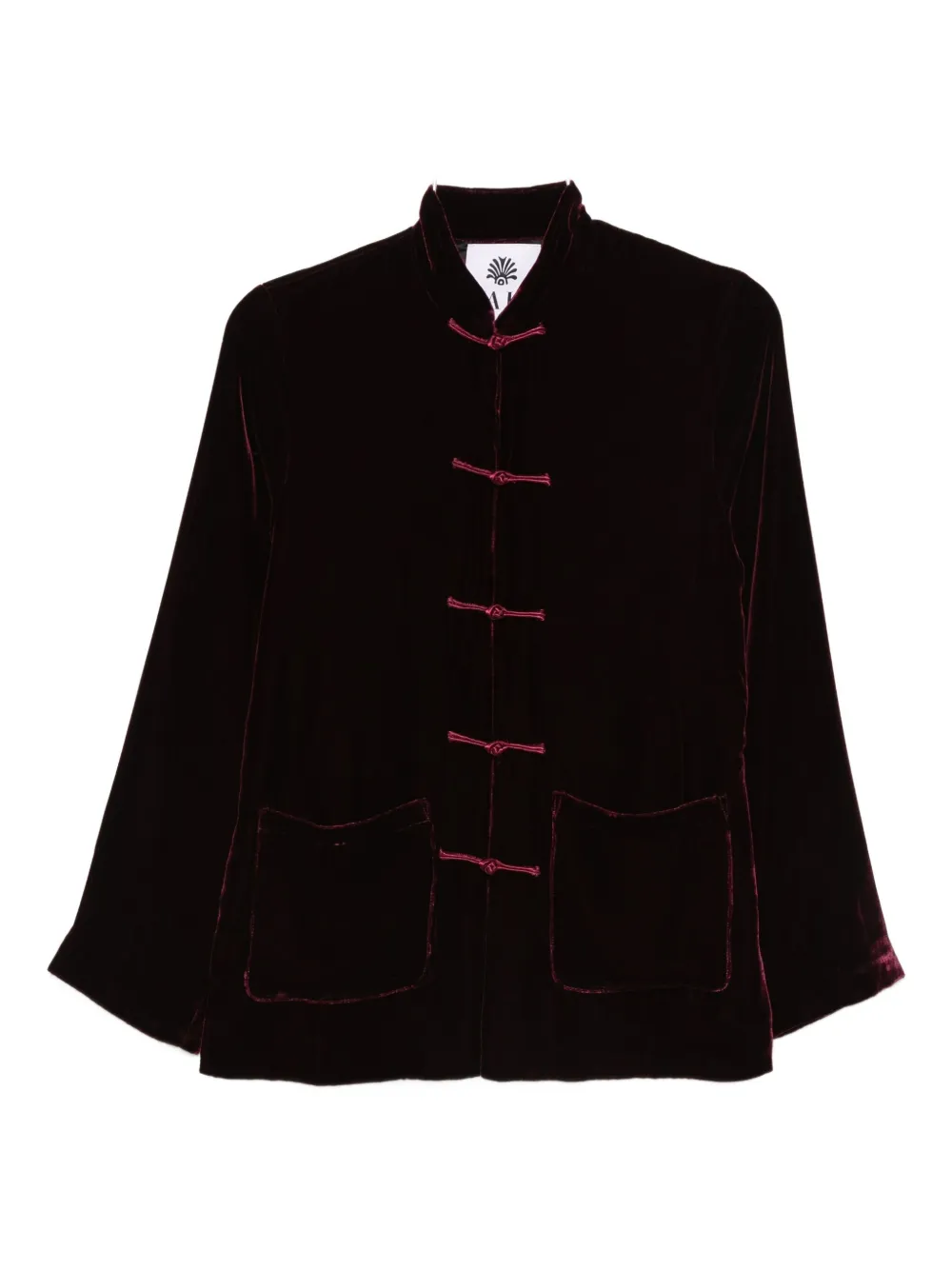 Yali Forg-fastening Velvet Blazer In Burgundy