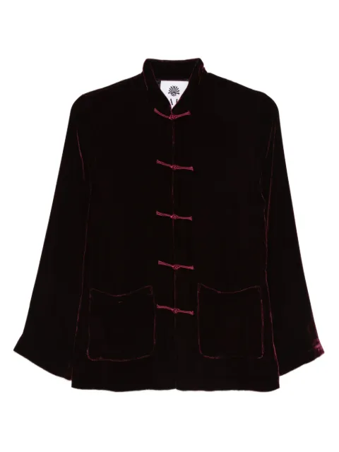 YALI forg-fastening velvet blazer