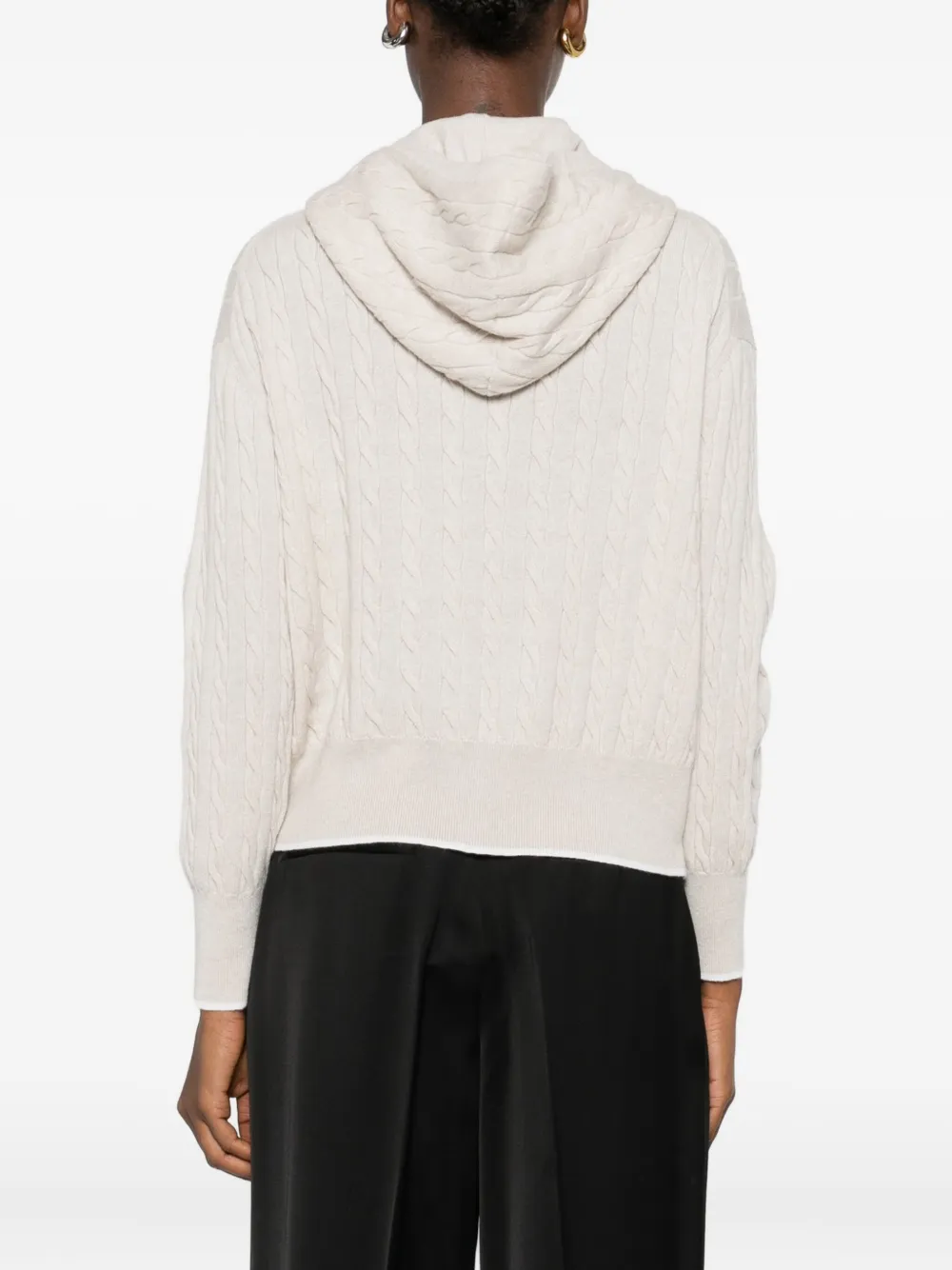 Gran Sasso Kabelgebreide hoodie met ritssluiting Beige