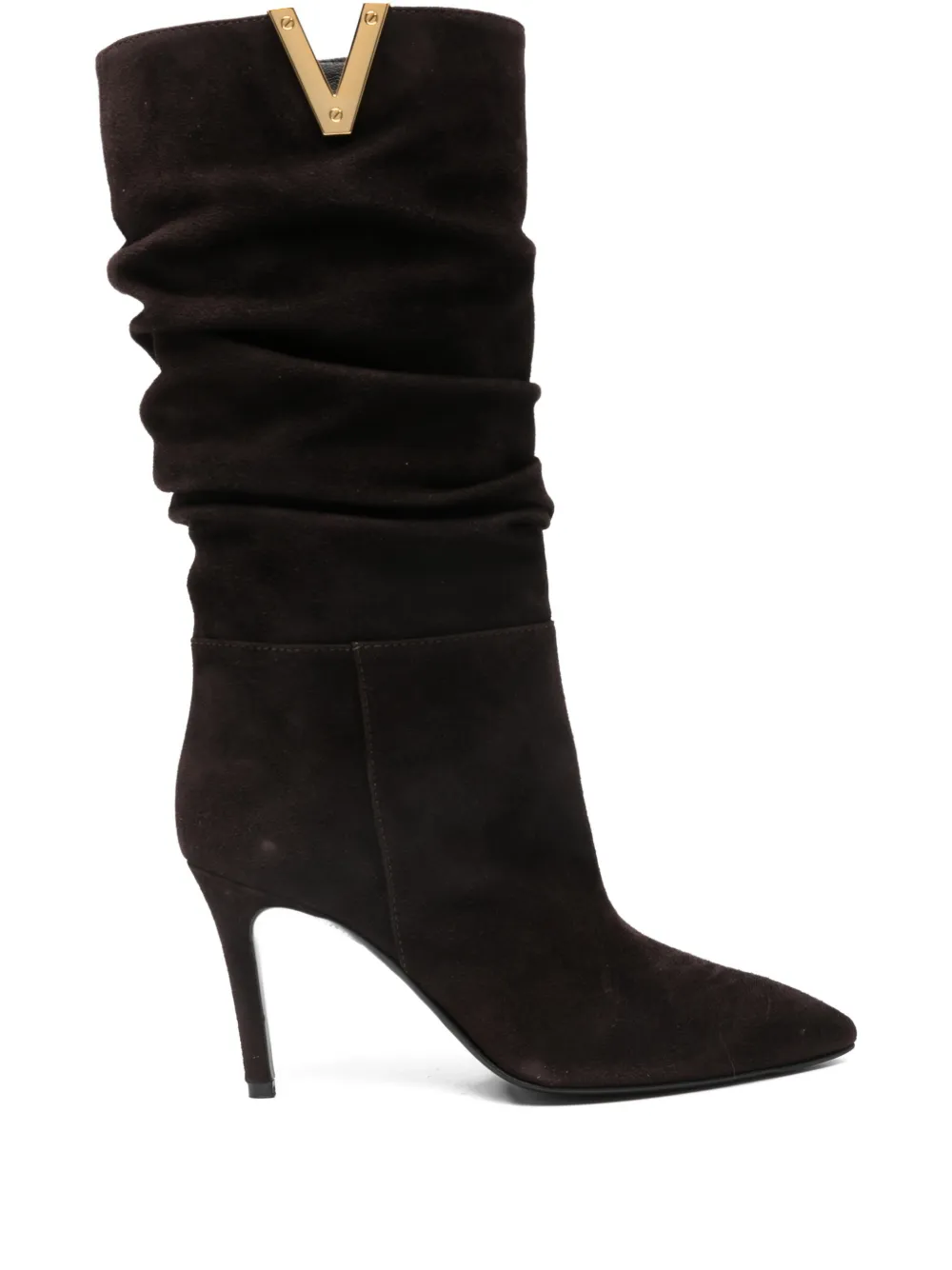 Via Roma 15 85mm ruched suede boots - ブラウン Via Roma 15 85mm ruched suede boots - ブラウン