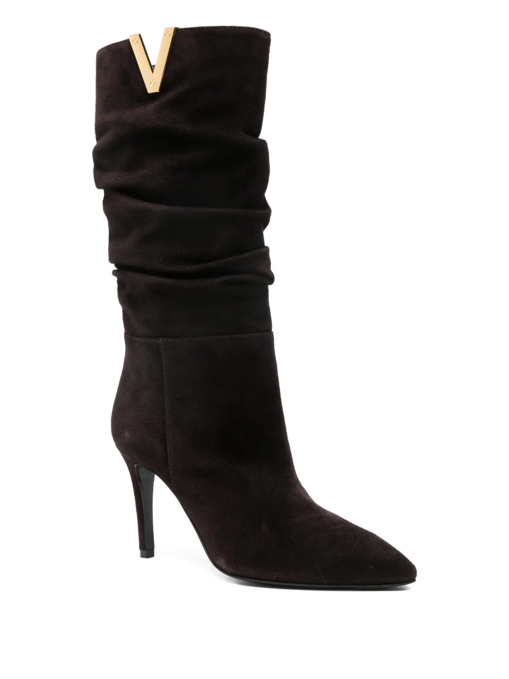 Via Roma 15 85mm ruched suede boots | Knee-High Boots | Image 2
