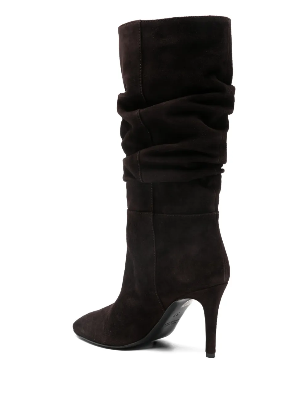Via Roma 15 85mm Ruched Suede Boots In Black