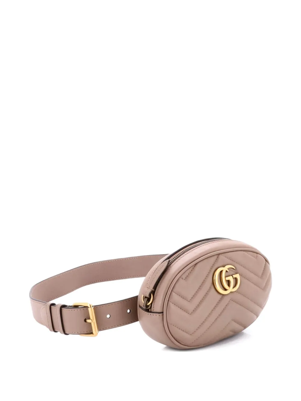 Pre-owned Gucci 2015-2025 Gg Marmont Matelasse Leather Belt Bag In Neutral