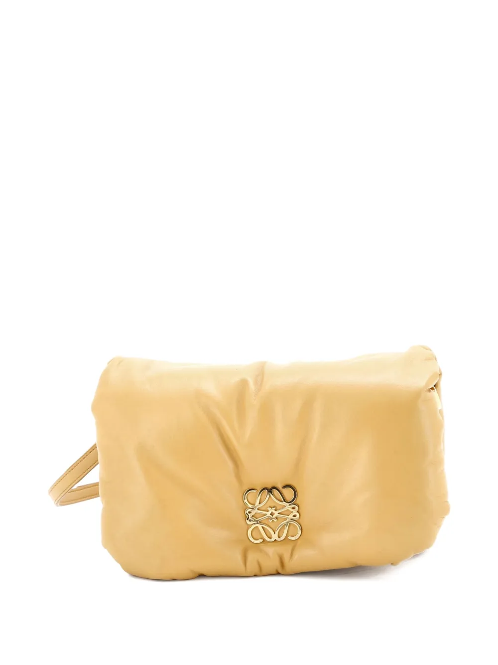 Pre-owned Loewe Goya Puffer Bag Leather Mini Shoulder Bag In Neutral