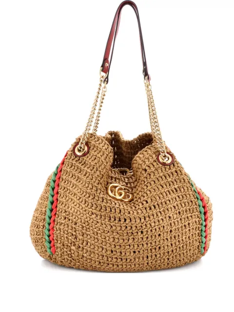 Gucci Pre-Owned 2015-2025 GG Marmont Chain Raffia Large tote bag