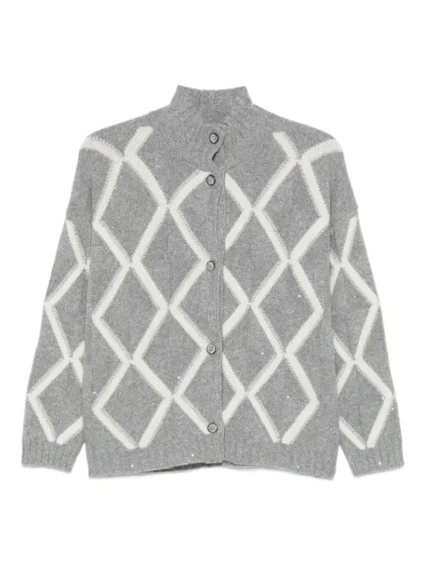 Gran Sasso diamond-pattern button-fastening cardigan