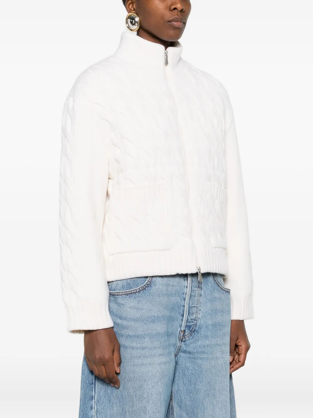 Gran Sasso Kabelgebreid jack met rits Wit