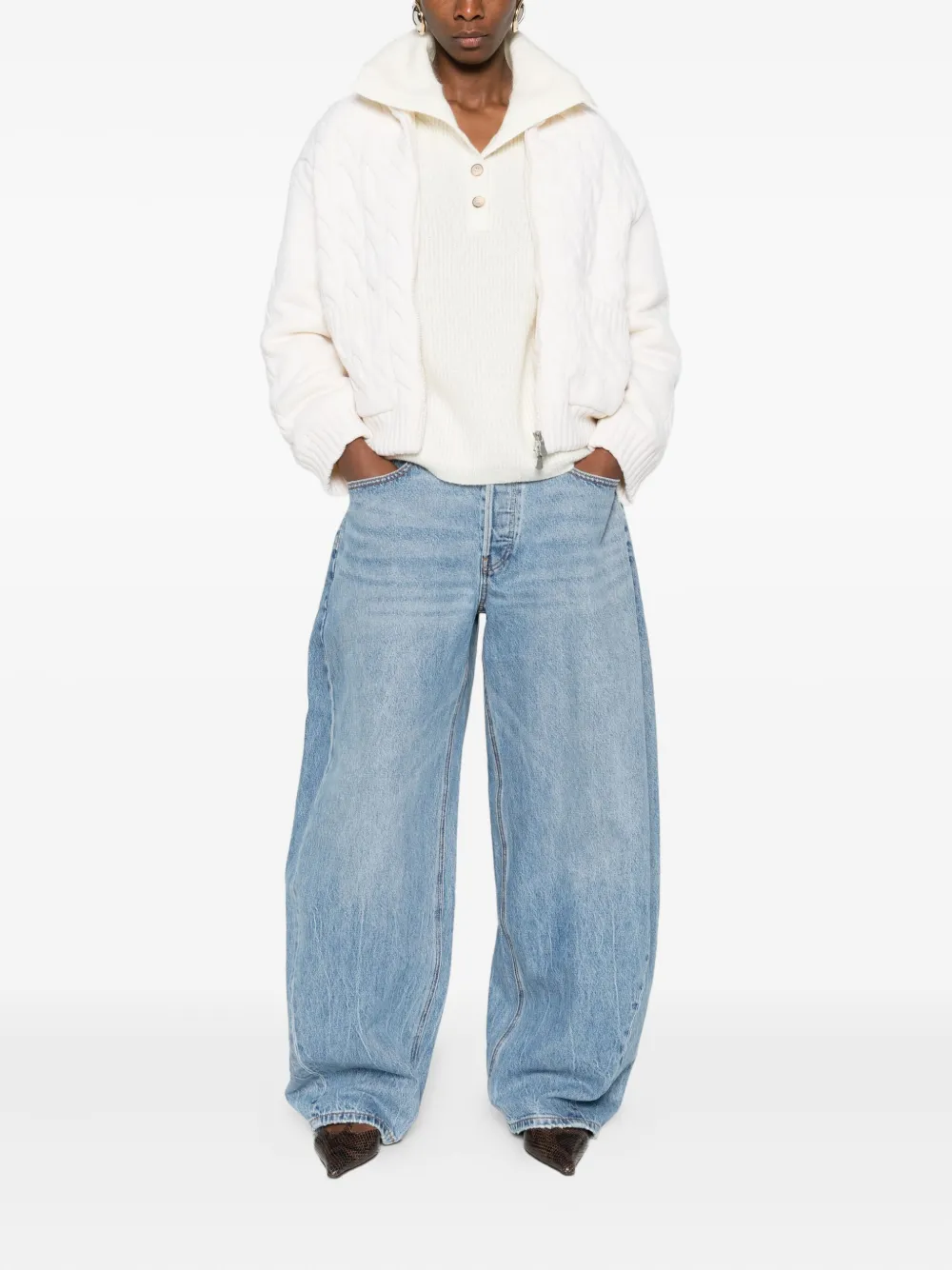 Gran Sasso Kabelgebreid jack met rits Wit