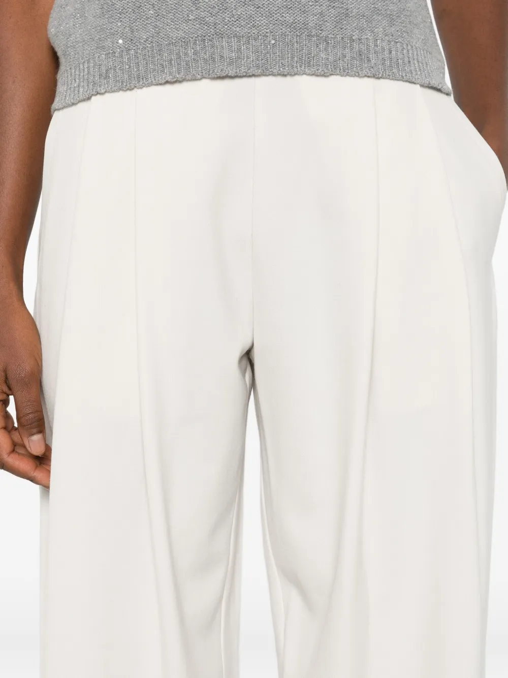 Gran Sasso Broek met geribbelde taille Beige