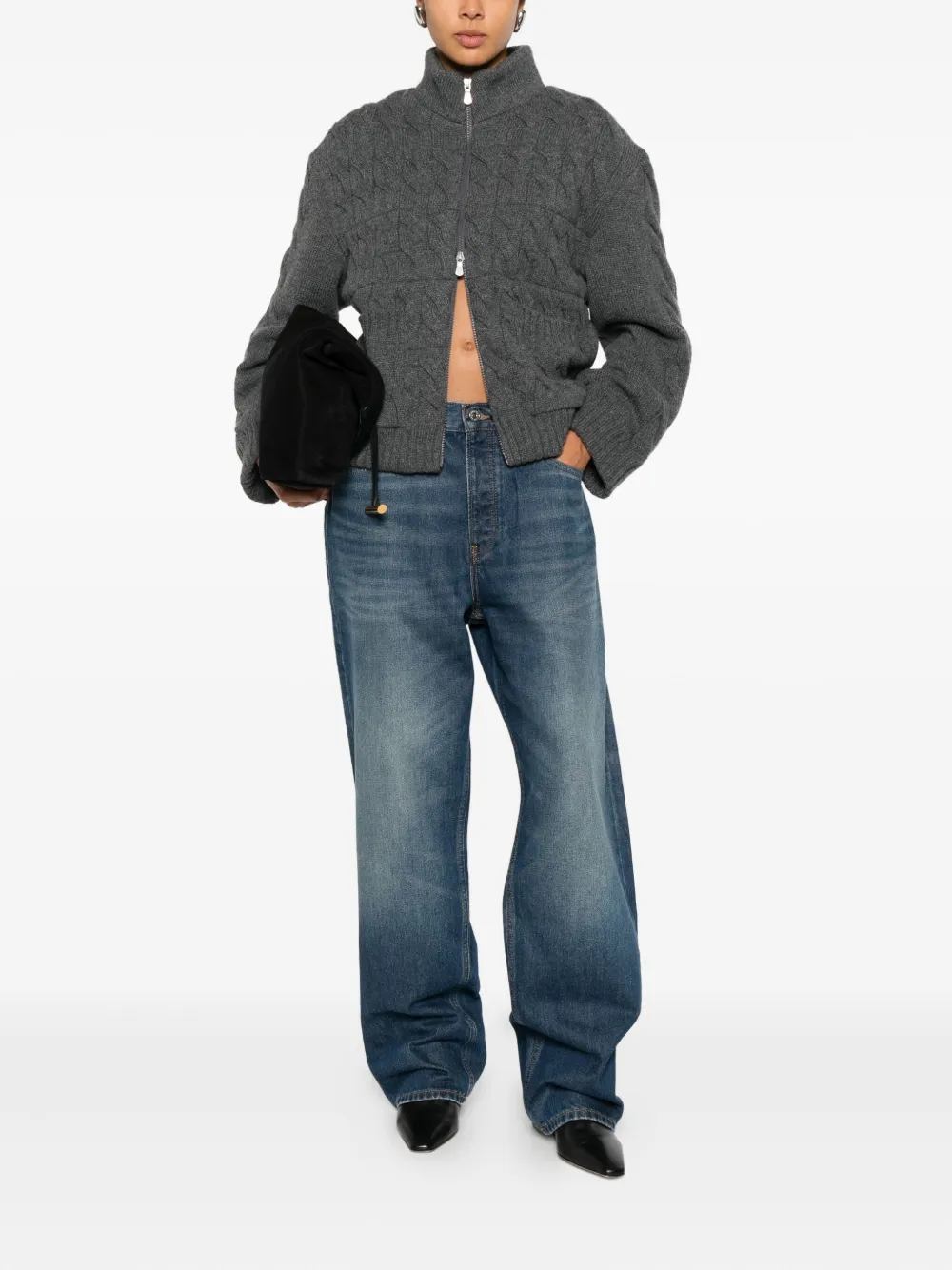 Gran Sasso Kabelgebreid jack met rits Grijs