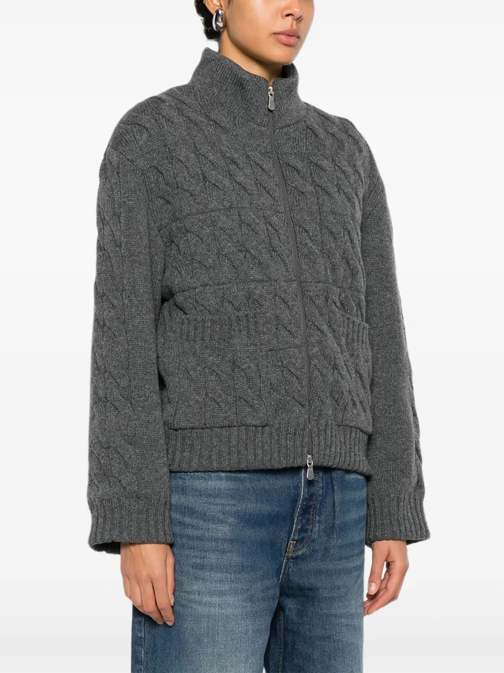 Gran Sasso Kabelgebreid jack met rits Grijs