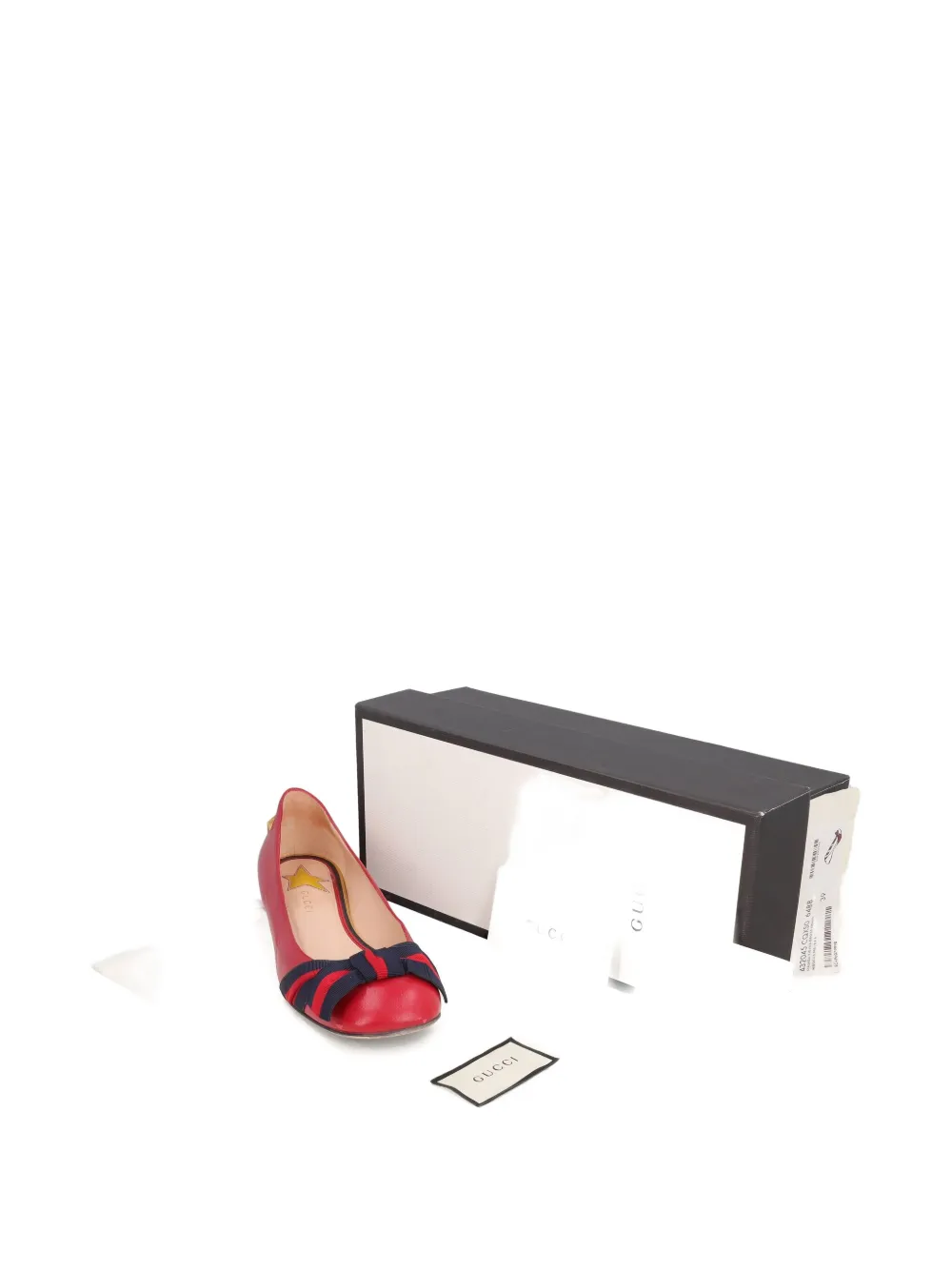 Pre-owned Gucci Bow-tie Ballerina Shoes In Red