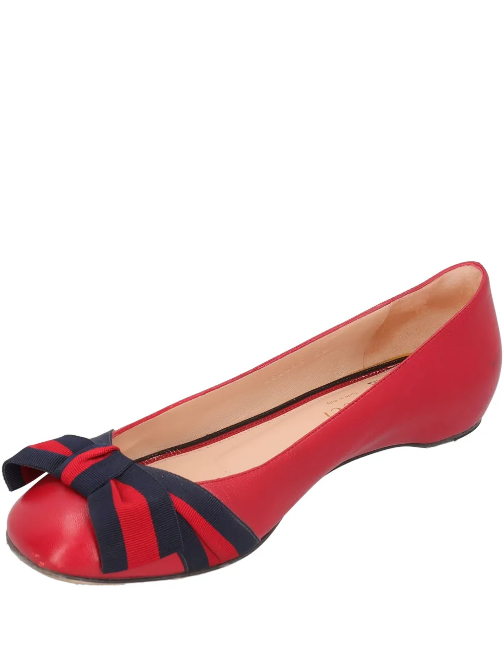 Pre-owned Gucci Bow-tie Ballerina Shoes In Red