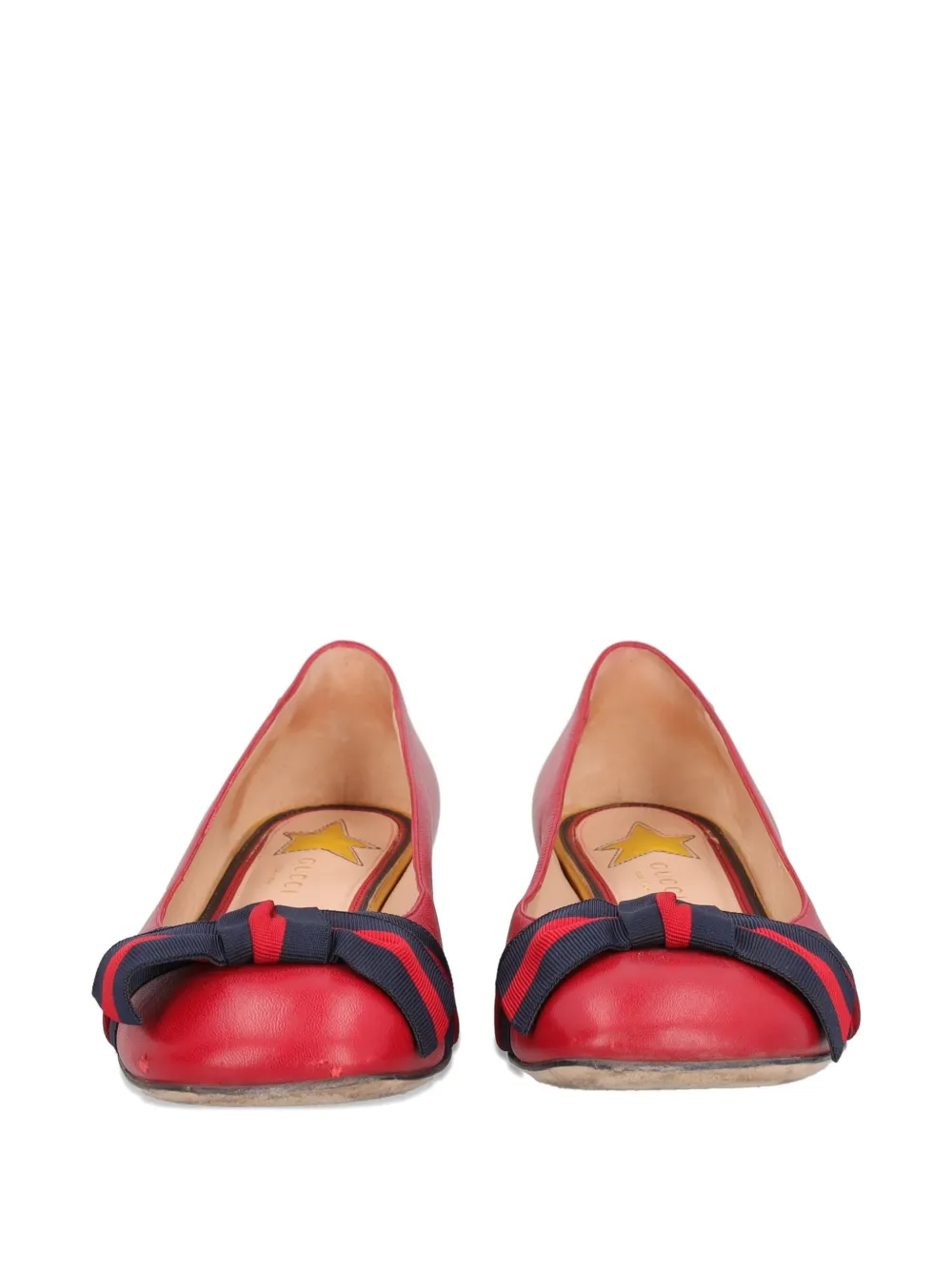 Pre-owned Gucci Bow-tie Ballerina Shoes In Red