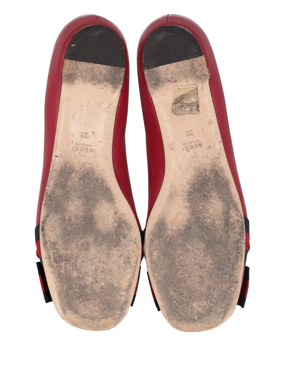Pre-owned Gucci Bow-tie Ballerina Shoes In Red