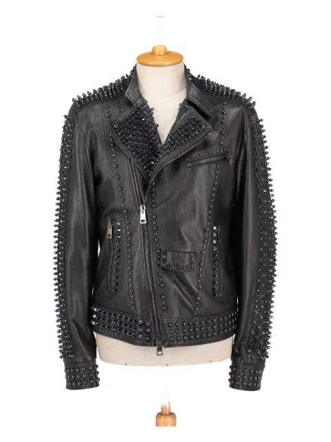Vintage studs zip-fastening biker jacket
