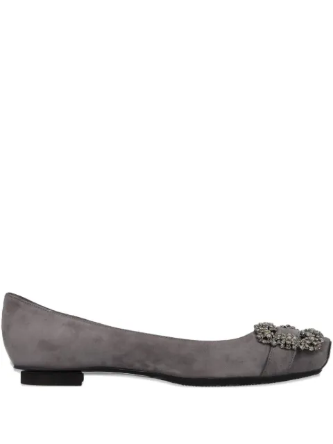 Alberta Ferretti rhinestone-buckle suede flat sandals