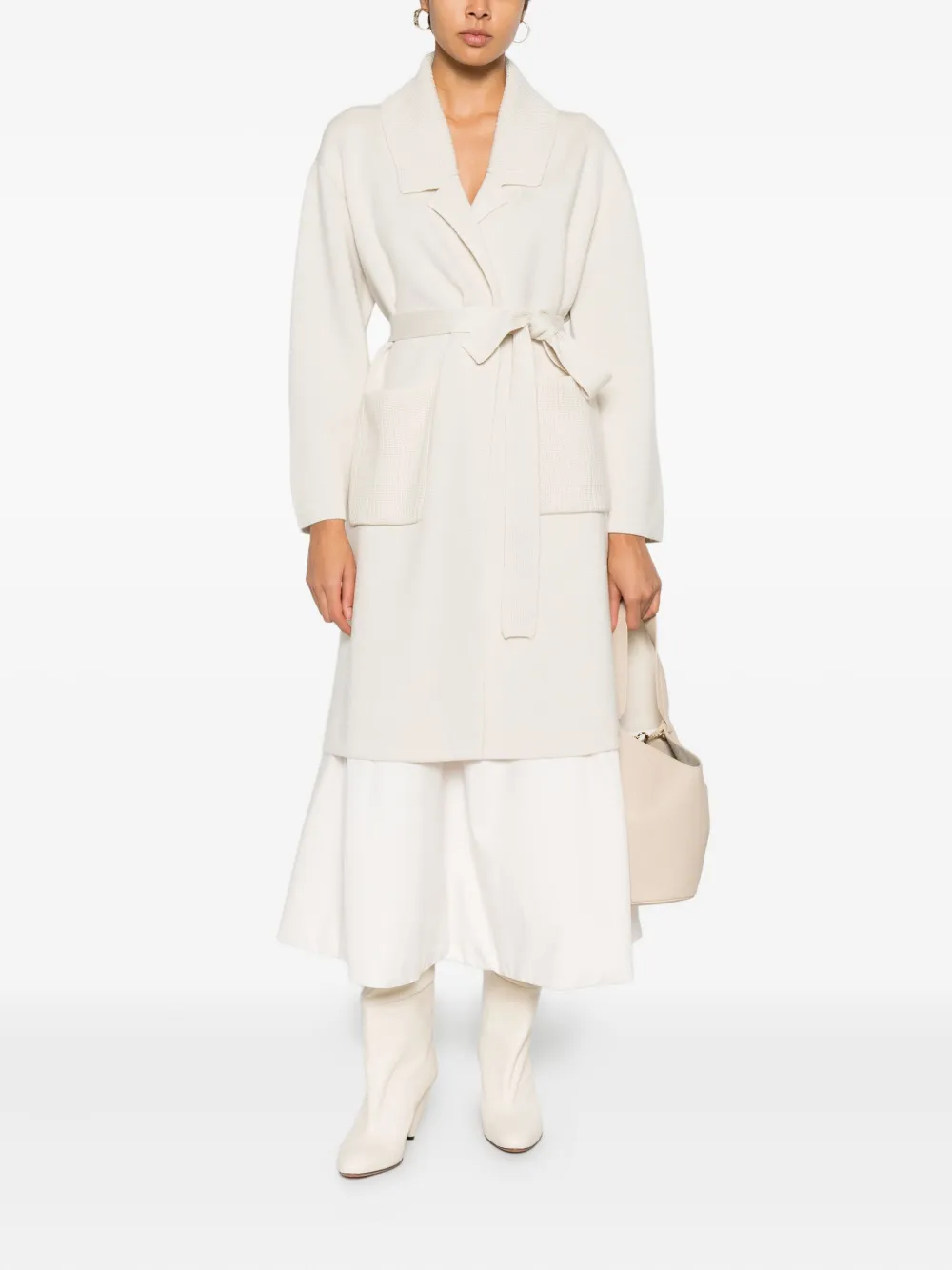 Gran Sasso Gebreide jas met zak Wit