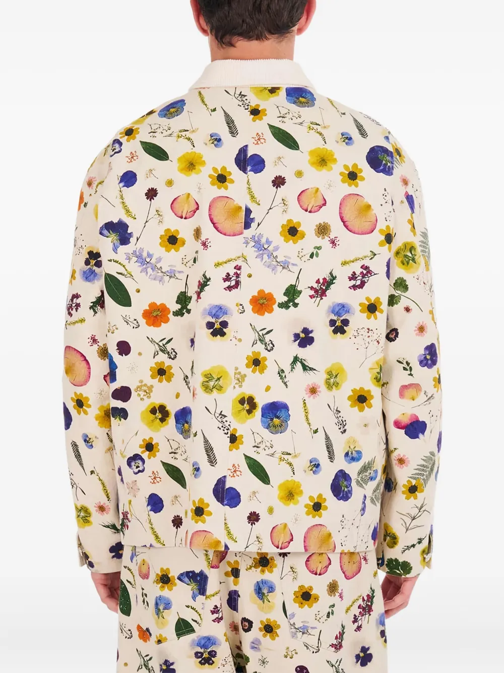 Nahmias Shirtjack met bloemenprint en zakken Beige