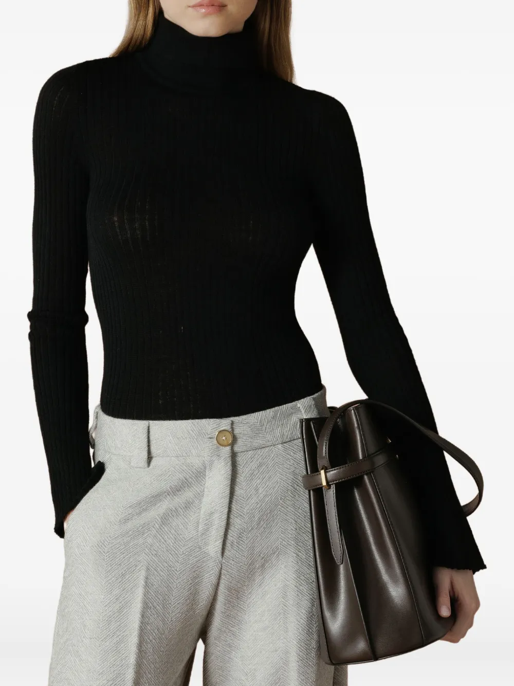 Cruna Ribbed Corinne Sweater In Black