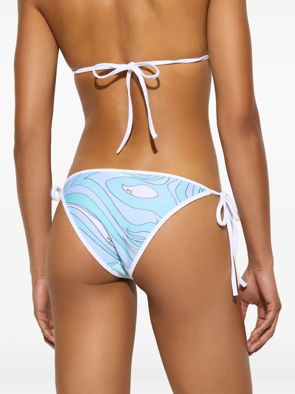 Pucci Marmo-print Side-tie Bikini Bottoms In Blue