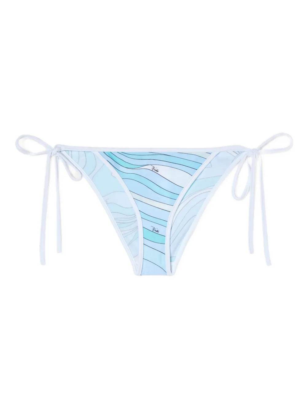 Pucci Marmo-print Side-tie Bikini Bottoms In Blue
