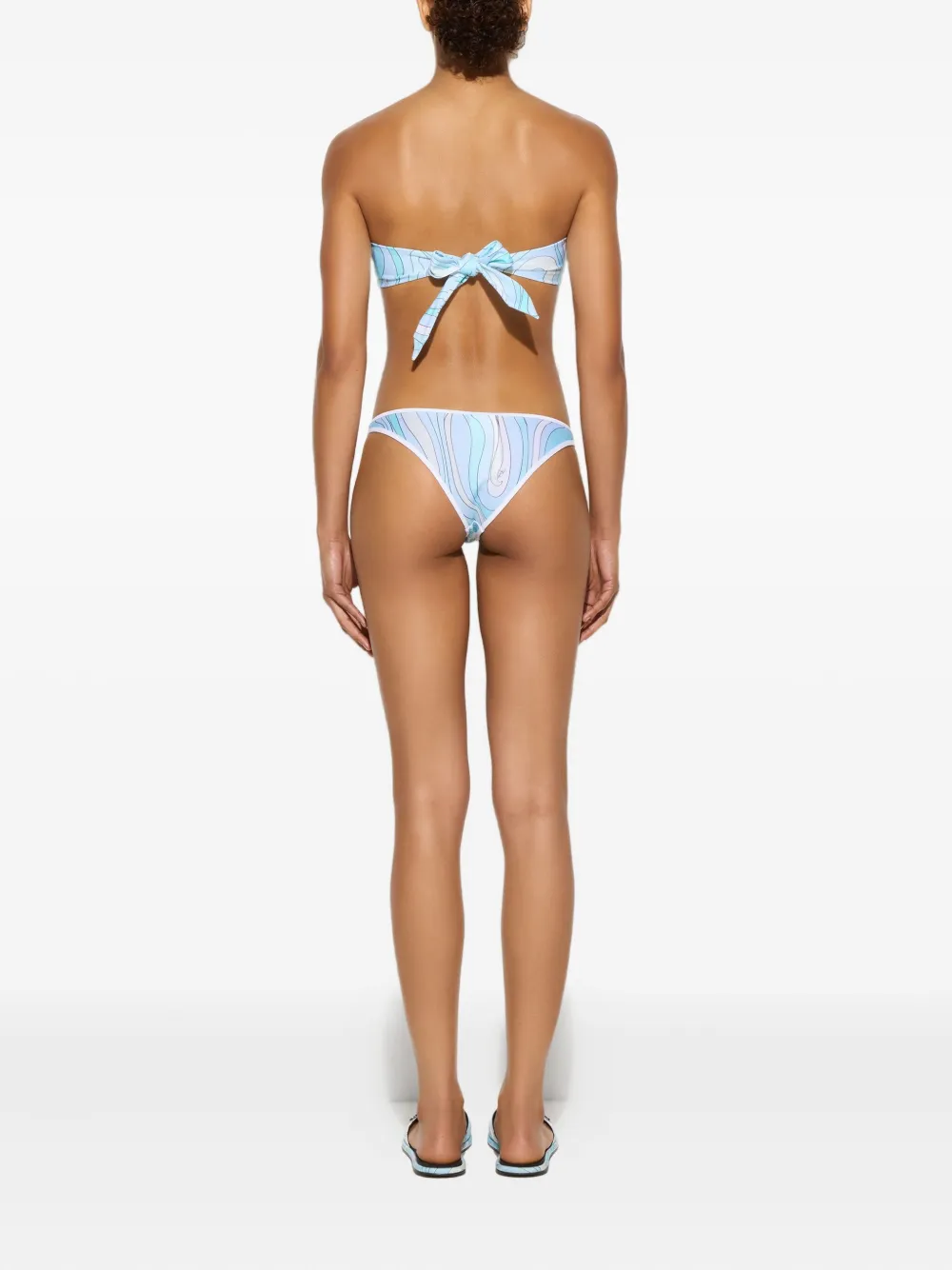 Pucci Marmo-print Bandeau Bikini Top In Blue