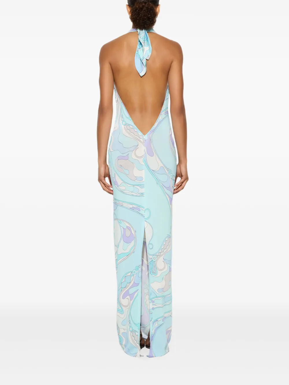 PUCCI Maxi-jurk met Orchidee-print Blauw