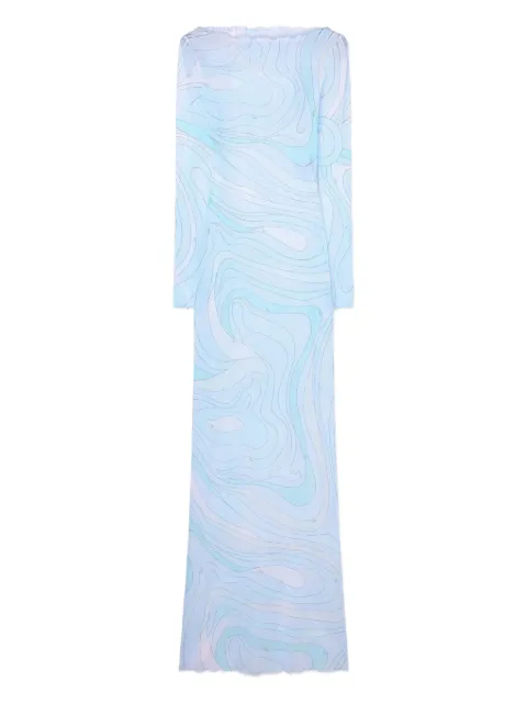 PUCCI robe longue en soie à imprimé Marmo