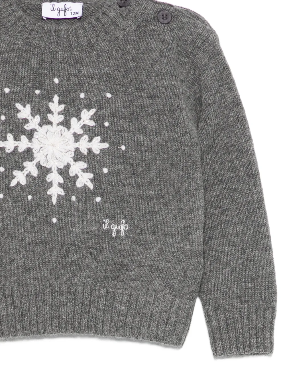 Il Gufo Shirt met sneeuwvlok en knoop Grijs