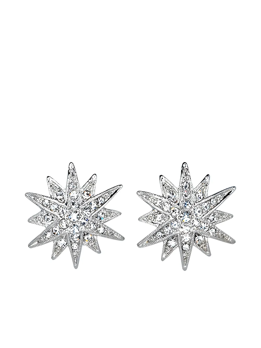 Kenneth Jay Lane Rhodium Star-shape Earrings In Metallic