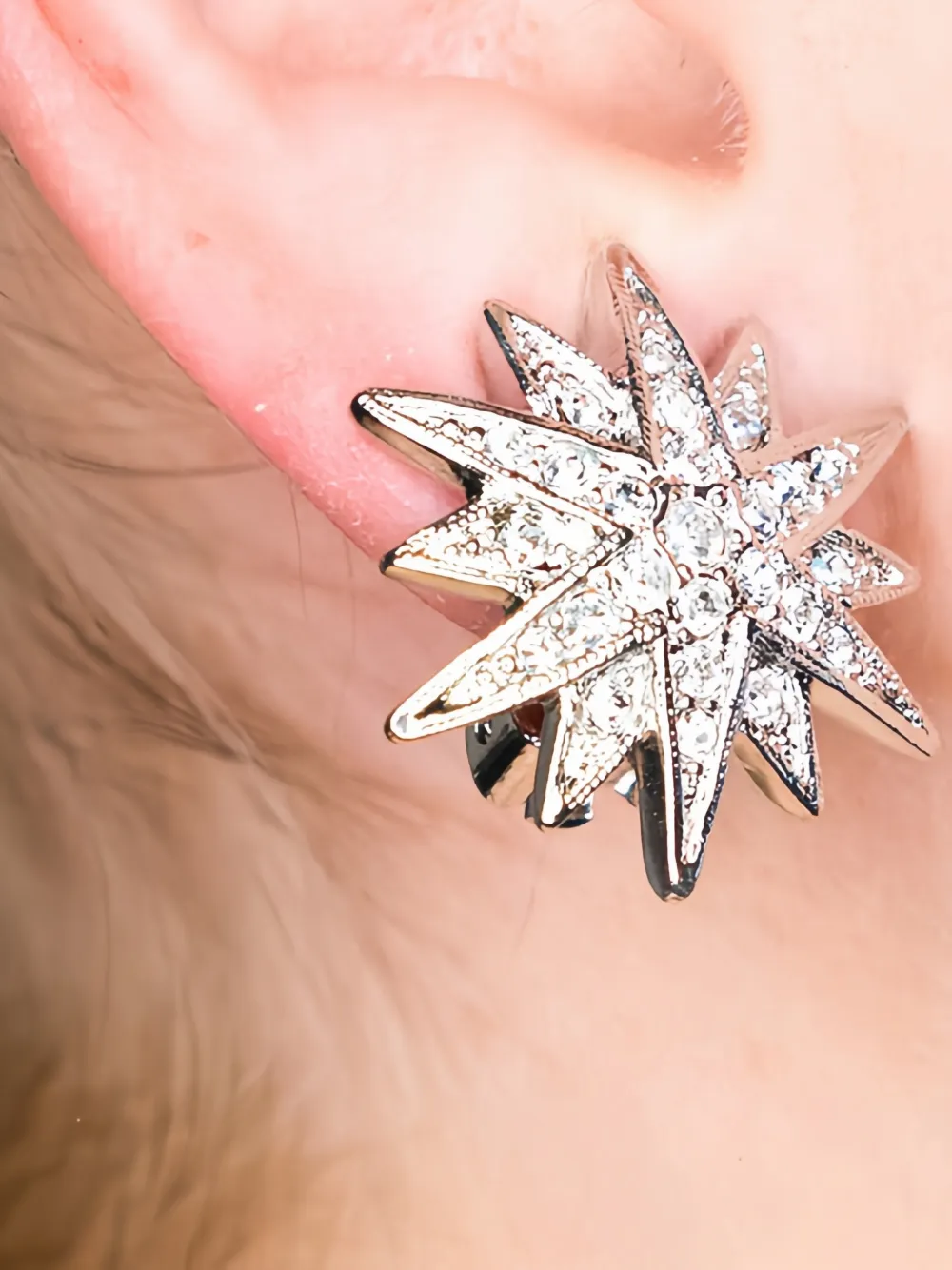 Kenneth Jay Lane rhodium star-shape earrings - Zilver