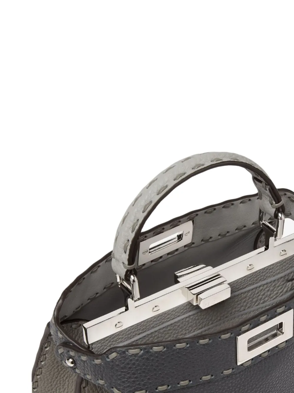 FENDI Kleine Peekaboo ISeeU Selleria shopper met stiksels Blauw