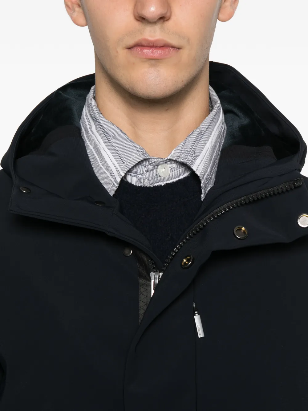 Roberto Ricci Designs Jack met capuchon en rits Blauw