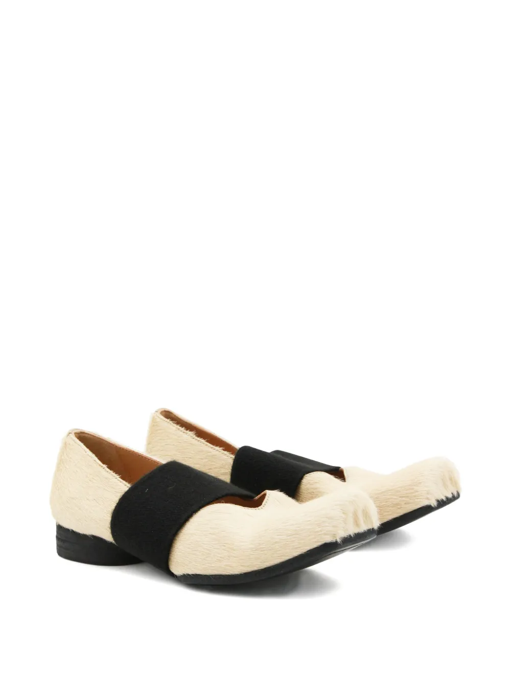 Uma Wang strap square-toe flat shoes - Beige