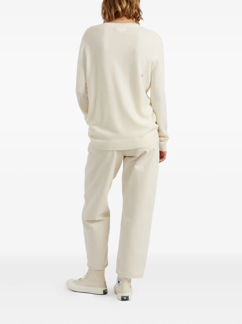 Chinti & Parker Wool-cashmere Bow Tie Snoopy Sweater In Neutral