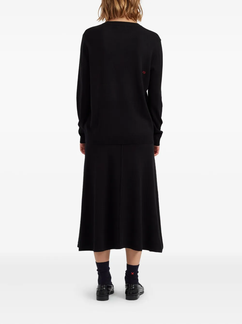 Chinti & Parker Wool-cashmere Bow Tie Snoopy Sweater In Black