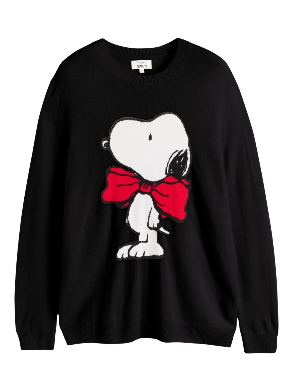 Chinti & Parker Wool-cashmere Bow Tie Snoopy Sweater In Black